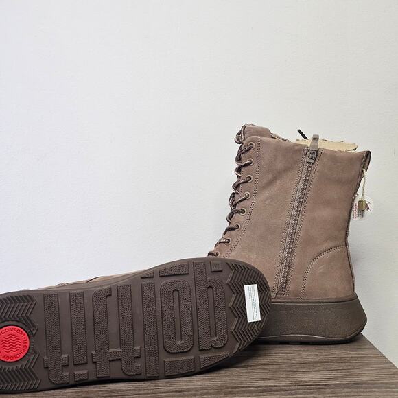 Fitflop  F-Mode Nubuck Lace Flatform Ankle Boots Size 9 Minky Grey NWT - Picture 4 of 8